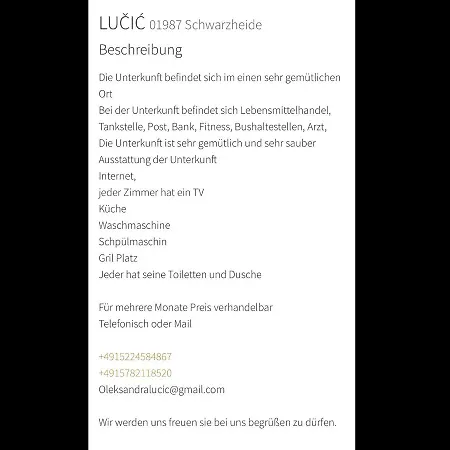 Monteurzimmer - Monteurunterkunft Lucic Bernsdorf (Bautzen)